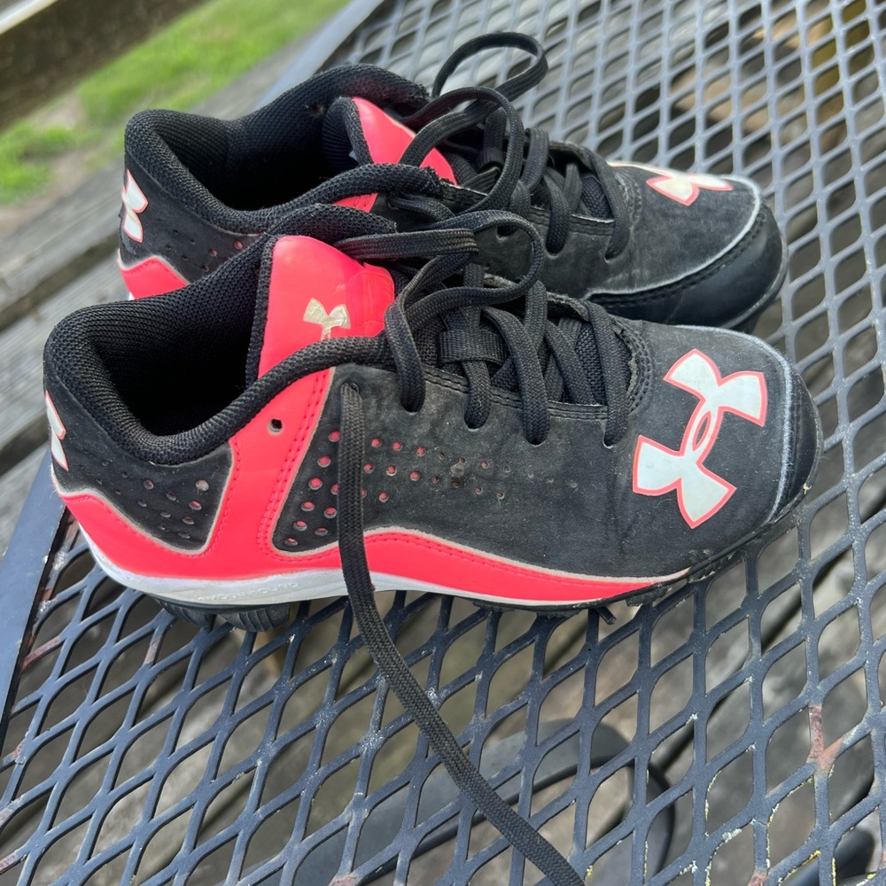Under Armour Kids Black and Pink cleats